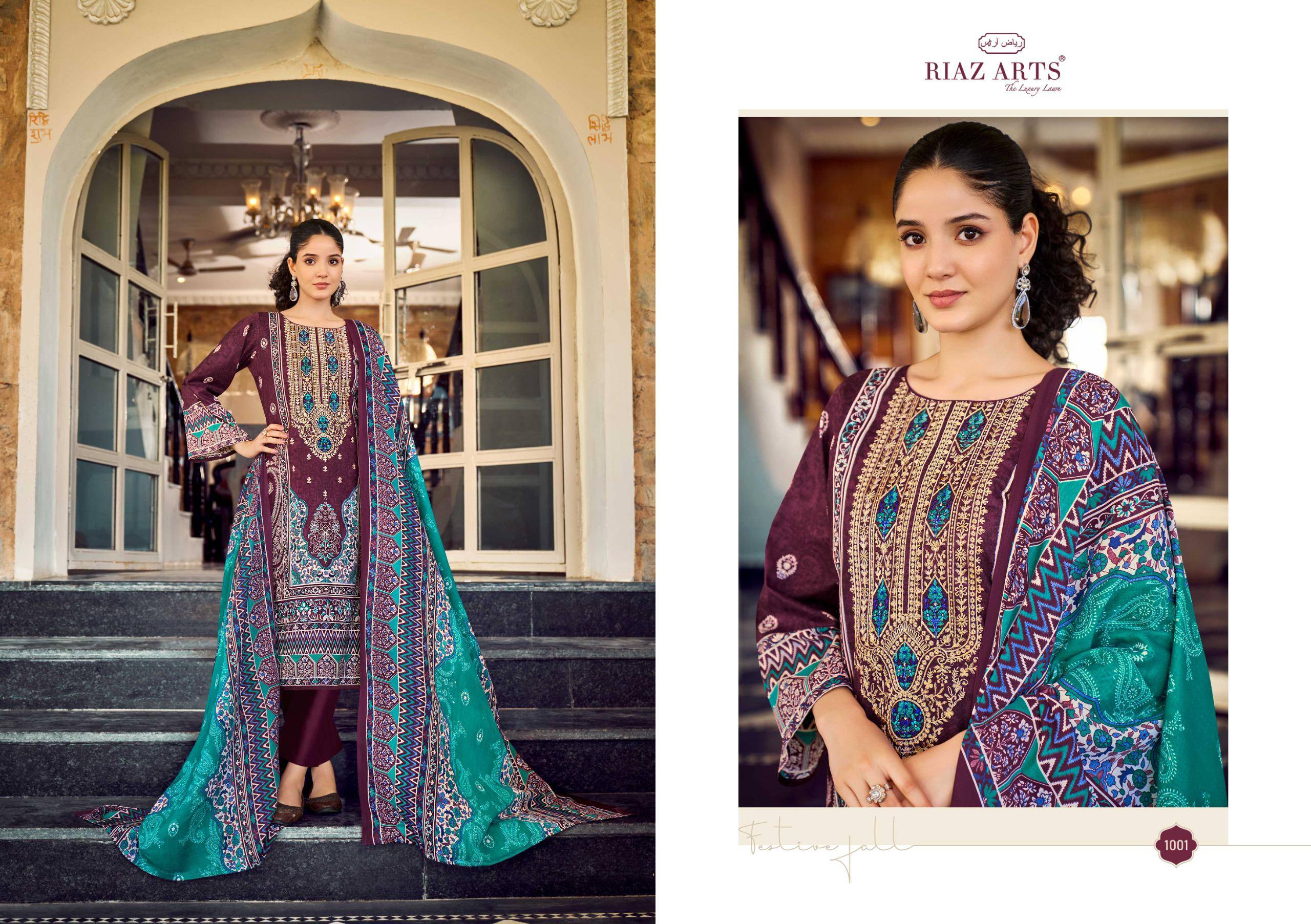  MUSAFIR vol-31 BY RIAZ ARTS PRINTS 1001 TO 1008 SERIES Pakistani Stylish Embroidered cotton camric Dresses At Wholesale Price